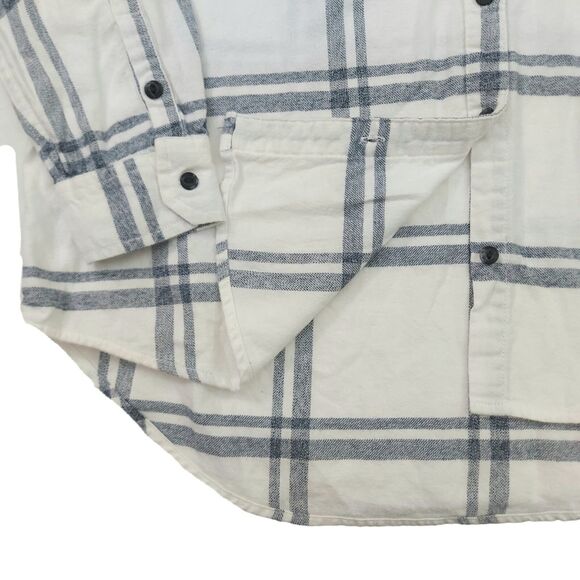 Universal Thread Flannel Shirt Womens Large White Button Up Long Sleeve Cotton - Picture 4 of 11